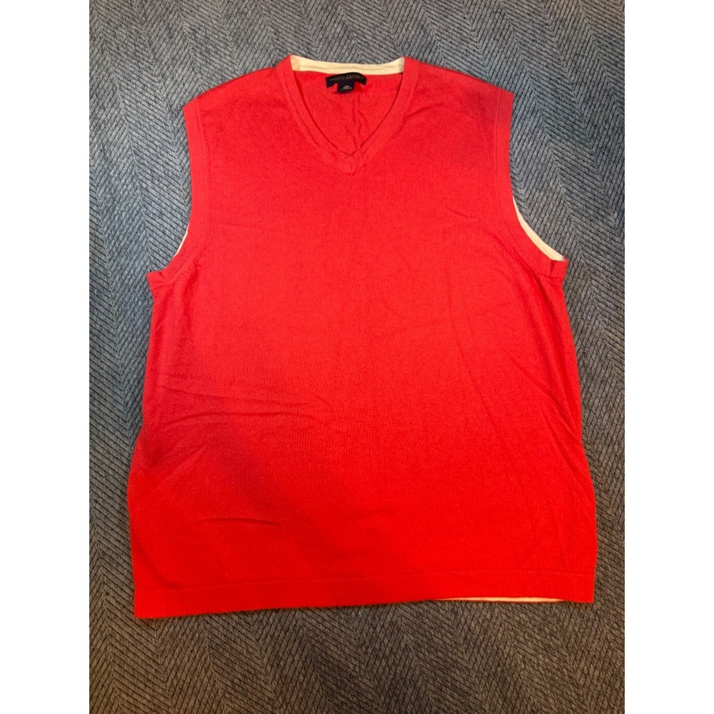 Banana Republic V-Neck Sweater L Red Silk Cotton Cashmere Minimalist Old Money